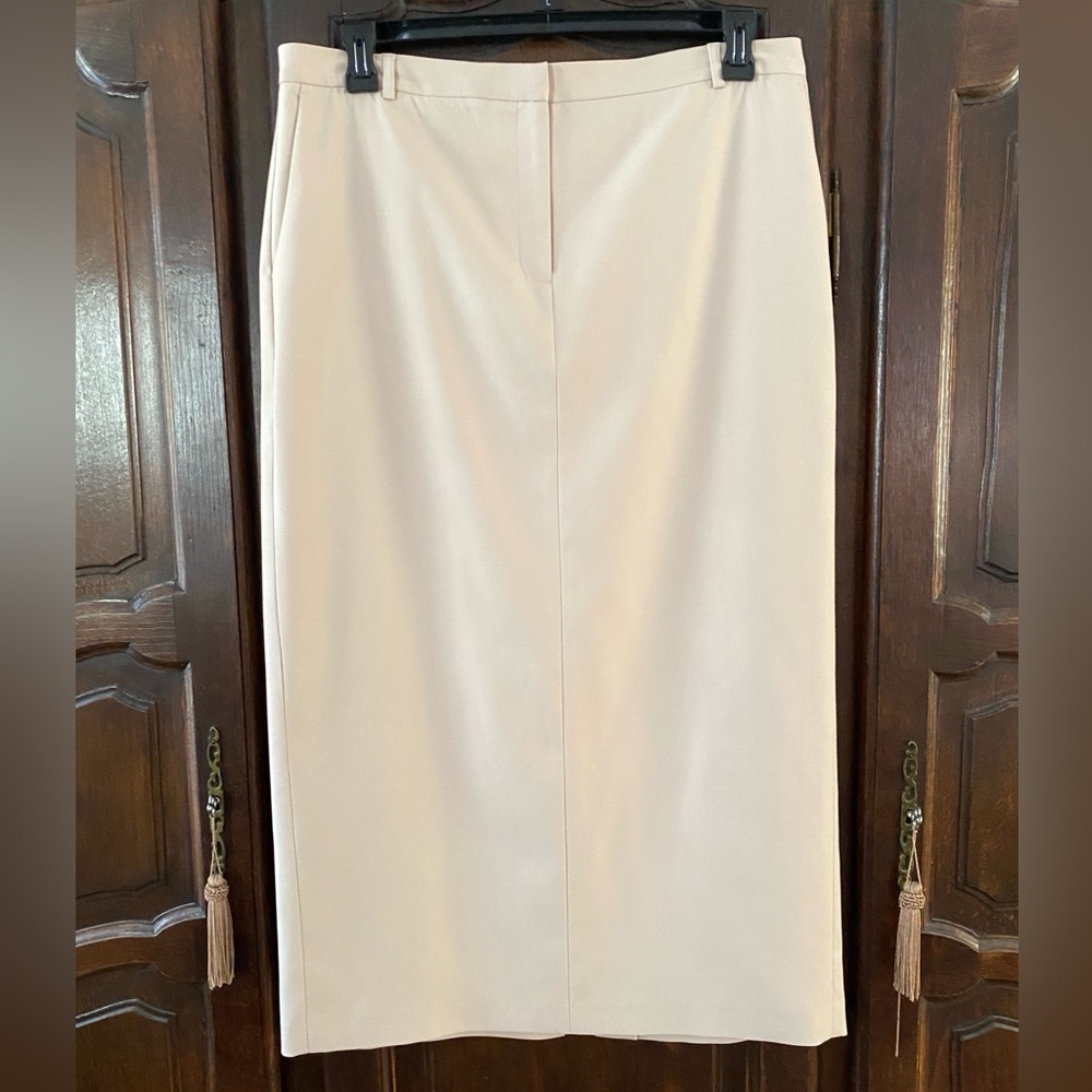 Alex Marie column style maxi skirt NWT 16 super soft pale tan waist apx 18”